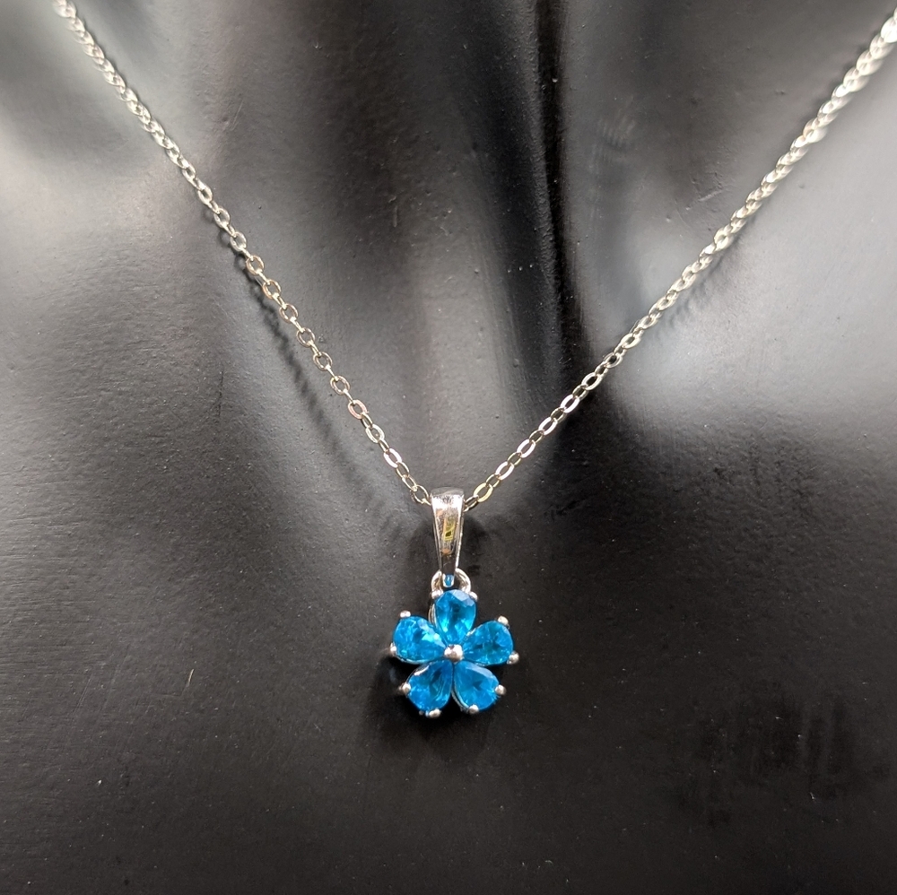 Neon Blue Apatite Flower Necklace